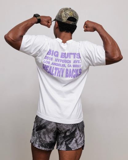 Butts and Backs Tee (White w/Purple)