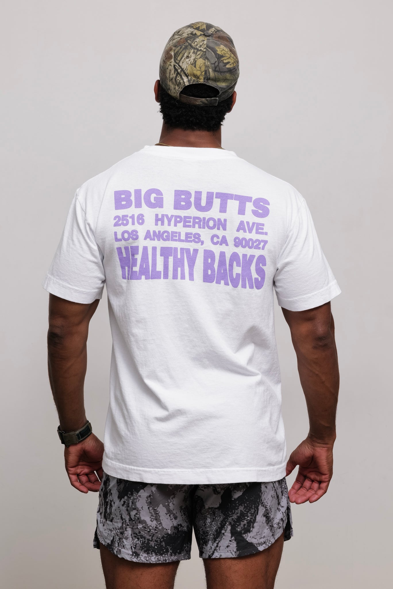 Butts and Backs Tee (White w/Purple)